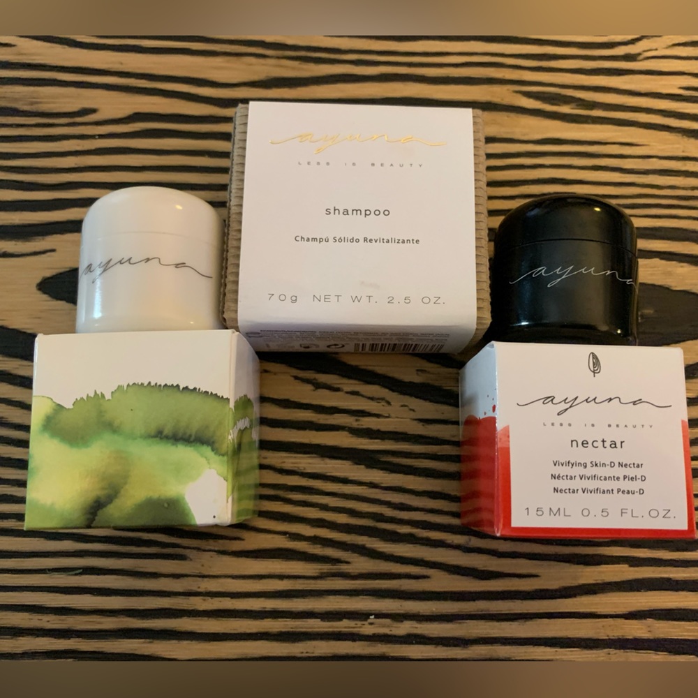 Ayuna Shampoo Bar, Nectar Skin-D Treatment & Cream II